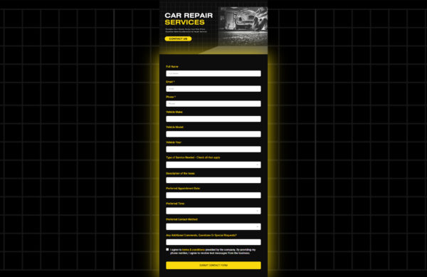 Form Automotive Repair Company Contact