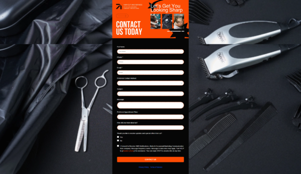Form Barber Shop Contact