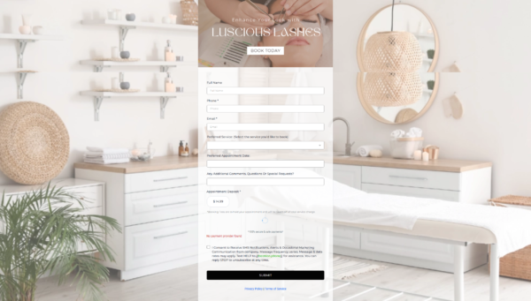 Form Eye Lash Salon Request