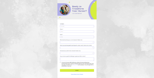 Form Career Coach Lead