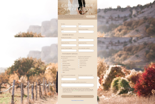 Form Wedding Photographer Service Request