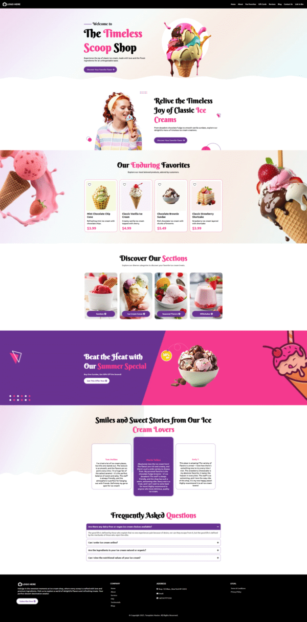 Website Restaurant & Bar Ice Cream Shop