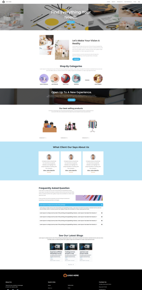 Website Marketing Merchandise Store Template