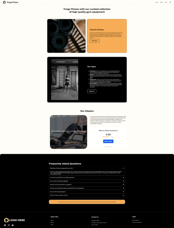Website Gym Equipment Store Template