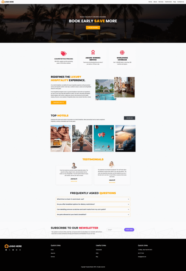 Website Travel & Hospitality Bed & Breakfast