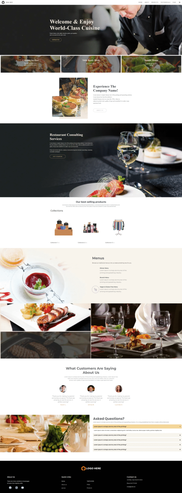 Website Catering Supplies Store Template