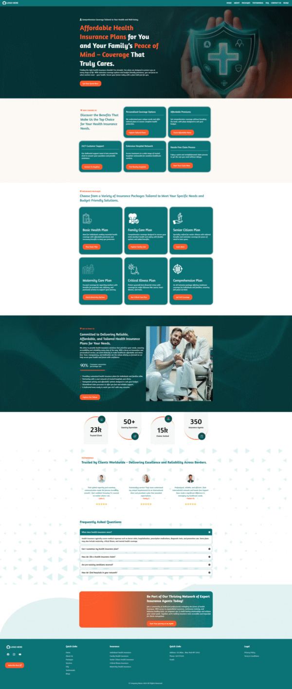 Website Health Insurance Template