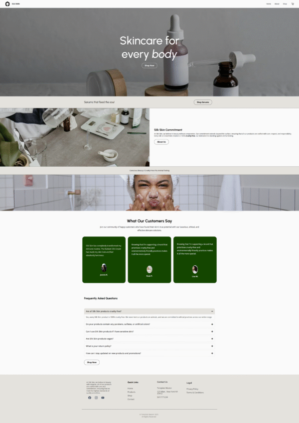 Website Skin Care Products Template